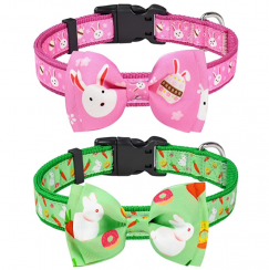 10 pcs Easter Dog Collar With Bow Tie Pink And Green