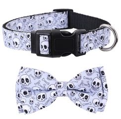 10 pcs Halloween Dog Collar With Removable Cute Bow Tie Adjustable Pet Collars
